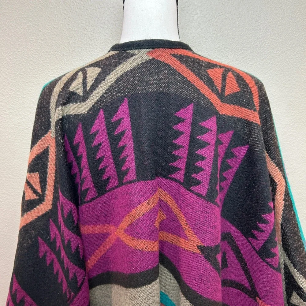Olive & Pique Shawl Wrap Poncho Cardigan Womens OS Southwestern Aztec Blanket